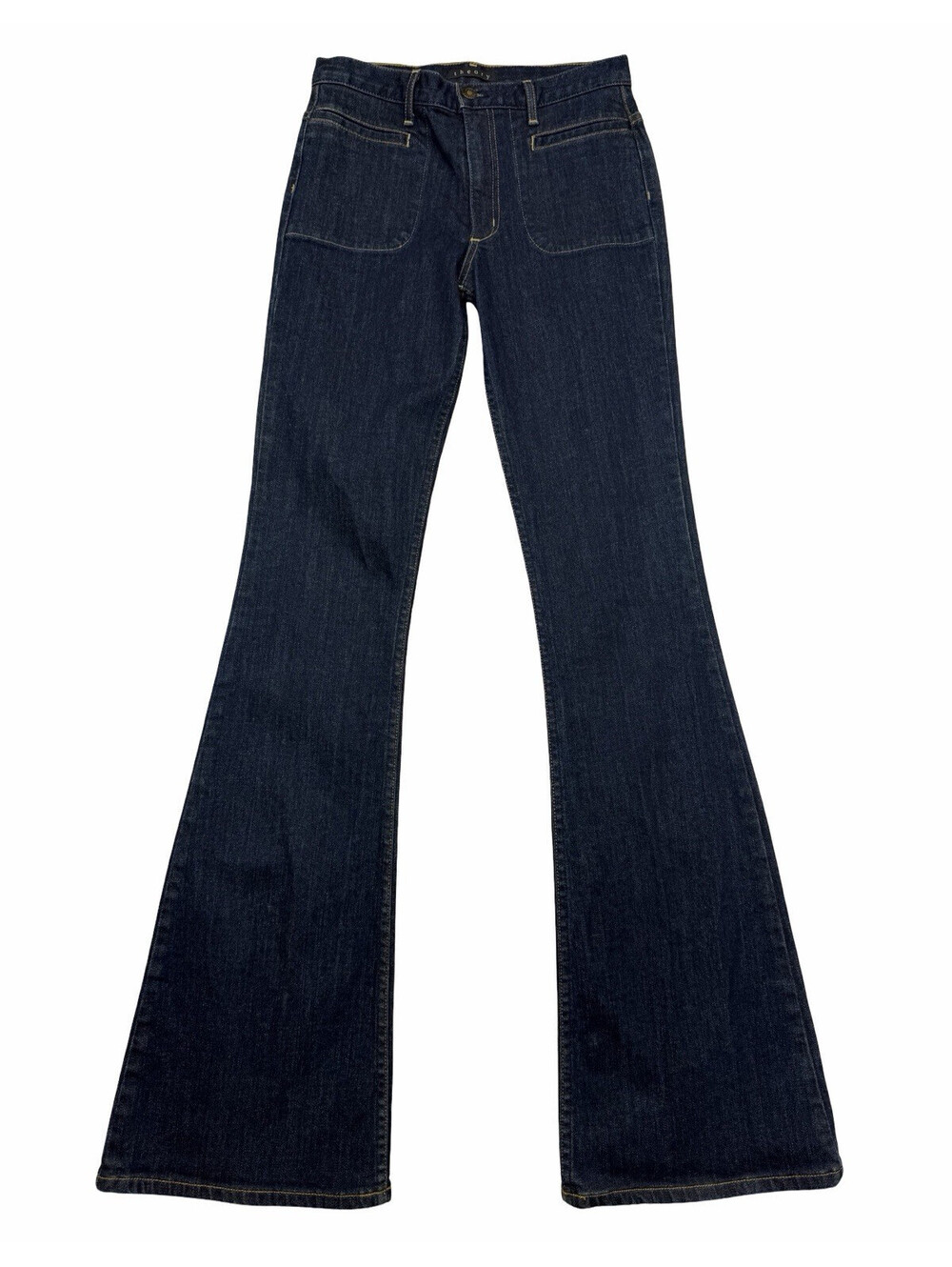 Theory Women's Flare Bell Bottom Jeans Dark Wash Blue Size 26 W | 34 L